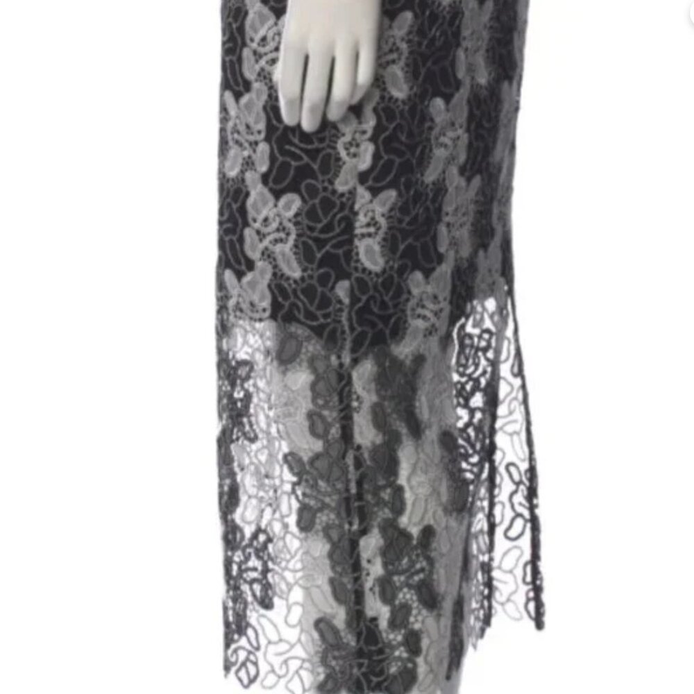 DVF Fall 2017 Ready-to-wear Collection Lace Black White Floral Midi Skirt M $328 - Picture 10 of 11